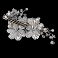 Pikkukuva 5 / 5: Morsiamen Crystal Pearl Flower -hiusklipsi Hiuskorut Häähiukset White 1pc