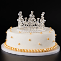 Miniatyrbilde 2 av 5: 1stk Perlekronekake Dekorativ Små Tiaraer Krystallperle Pri Golden 12*7.8cm