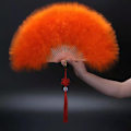 Miniatyrbilde 4 av 5: Feather Folding Fan Sweet Fairy Girl Gothic Court Dance Hand F Rose red one size
