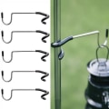 Miniatyrbillede 2 af 8: Camping lys stangkrog Rustfrit stål teltstang lampekrog Mul Black 5PCS
