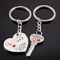 Miniatyrbillede 1 af 5: 2 stk Fashion Love Heart Nøglering Nøglering Par Romantic Keycha Sliver 1Pair