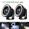 Miniatyrbild 3 av 5: 2,5'' 15W Bil Vit COB LED Projektor Angel Eyes Blå Ring DRL Blue 1Pcs