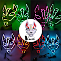Pikkukuva 5 / 5: Anime Decor Fox Mask Neon Led Light Cosplay Mask Halloween Par Red One Size