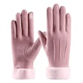 Miniatyrbilde 1 av 8: Høst- og vintervarme skinn hansker med fløyel og tykt plysjfor Pink