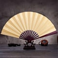 Miniatyrbillede 7 af 8: Stilful Håndholdt Fan Tomt Silke Klæde Foldbar Fan Fest Bryllup Yellow 10inch