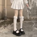 Miniatyrbild 5 av 8: Japan Lolita Spetsstrumpor Dam Söta Kowknot Höga Knästrumpor A7 One Size