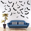 Miniatyrbillede 5 af 8: 12 stk. Halloween dekoration 3D sort PVC flagermus Halloween fest  De one size