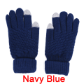 Miniatyrbild 1 av 5: stickade Vinter Varma Ull Handskar Touch Handskar Man Dam Vinter Navy Blue One Size