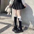 Miniatyrbillede 2 af 8: Japan Lolita Blondestrømper Kvinder Søde Kowknot høje knæstrømper A1 One Size