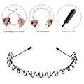 Miniatyrbillede 3 af 8: Black Metal Waved Style Sports Holdbar skridsikker hårbånd Unisex one size
