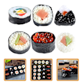 Miniatyrbilde 2 av 4: 6 stk Kunstig Sushiprøve Falsk Mat Simulering Risruller Modell Realistisk Livaktig Sushimodell (FMY) 4.00X4.00X3.50CM