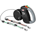 Miniatyrbilde 1 av 4: Dobbel Dobbel Leash for Hund, Inntrekkbar Hundeleash Dobbel Leash for To Hunder Hundeleash 2 Hunder Dobbel Leash, svart  (FMY)
