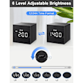 Miniatyrbild 5 av 5: SCSYV Digital väckarklocka, med trä-LED-display, dubbla larm, 2,5-tums kubisk liten mini-klocka i trä för sovrummet (FMY) Black