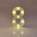 Miniatyrbillede 1 af 2: 22cm LED Lysende Tal Hvide 0-9 Bryllup Fødselsdagsfest Batteridrevet Lampe (FMY) Number 8