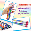 Miniatyrbillede 4 af 5: 50 stk. Farverige Stribede Fleksible Blyanter med Viskelæder - Bløde, Ergonomiske Design for Komfortabel Greb, Perfekt til Studerende, Kunstnere (FMY) 50pcs