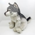 Miniatyrbild 2 av 2: 27cm Realistisk Grå Varghund Husky Plyschleksak. (FMY)
