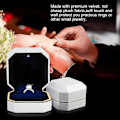 Miniatyrbillede 3 af 4: Ringæske med LED-lys, firkantet fløjlsringæske til bryllup, smykkegaveæske til frieri, forlovelse, bryllup (FMY) White