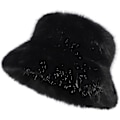 Miniatyrbilde 1 av 5: Hatt med bred brem i myk, kunstig pels for kvinner - Vintervarmer - Fiskehatt - Premium (FMY) Black