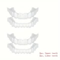 Miniatyrbilde 1 av 5: 4-delt ComfortFlex hvite simulerte proteser med finer - Øvre og nedre tenner proteseomsorg for menn og kvinner - Fleksibel, komfortabel, en (FMY) White 2pc upper teeth + 2pc lower teeth
