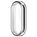 Miniatyrbilde 5 av 5: For Xiaomi Smart Band 8/Mi Band 9/9 NFC Elektroplettering Full Beskyttelsesdeksel TPU Klokkeramme (FMY) Silver