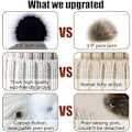Miniatyrbillede 3 af 5: Dames Vinter Dobbelt Pom Pom Beanie Fleeceforet Bobble Hat Strikket Kunstig Pels Pom (FMY)