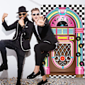 Pikkukuva 4 / 5: Jukebox-leikkausbanneri 50-luvun rock and roll -banneri taustakangas syntymäpäiväjuhliin vauvakutsuihin syntymäpäiväjuhlatarvikkeet (FMY)