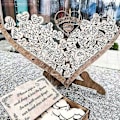 Miniatyrbilde 5 av 5: Bryllupsgjestbok Hjerteformet 3D Tregjestebok Drop Box Gjestbok Boks Dcor  (FMY) 80 hearts