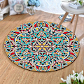 Miniatyrbillede 3 af 5: 80x80cm Rund Mandala Gulvtæppe Gulvtæppe Pude Soveværelse Stue Indretning Jikaix  (FMY)