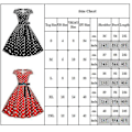 Pikkukuva 3 / 3: Naisten Pöytäliina Hepburn Retro 50-luvun 60-luvun Rockabilly Iltapuku Swing Midi-mekko (FMY) Red M