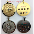 Miniatyrbilde 5 av 5: Quantum Science Scalar Energy Health Halskjede Rund Rustfritt Stål Germanium Stein Anheng for Menn Kvinne Far Mor (FMY) Gold