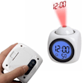 Miniatyrbillede 5 af 5: Multifunktionel Stemme-Talende LED-Display Tidsprojektion Termometer Vækkeur (FMY) White