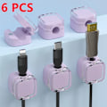 Miniatyrbillede 1 af 5: 6 stk. Magnetiske Kabelstyringsklips Multifarvede Datakabel Kabelarrangør Skrivebord & Vægmounted Kroge Til Telefon Data & Oplader (FMY) Purple 6PCS