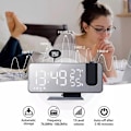 Miniatyrbild 4 av 5: Projektionsväckarklocka - Digital klocka med radio och USB-anslutning, stor LED-display, snooze-funktion och dubbla alarm (FMY)