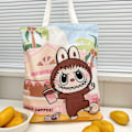 Miniatyrbild 1 av 5: Labubu Canvas Väska Kvinnlig Student Söt Tecknad Shopping Handväska Casual Axelväska The Monsters Utomhus Rese Användning YB13G(FMY) YB13G cofffe BUBU 35cm 40cm