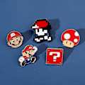Pikkukuva 2 / 5: 5 kpl/setti Game Super Marios -rintakoristeet Mario Bros -neula reput, vaatteet, takit, hatut koristeluun (FMY)