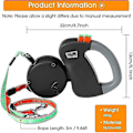 Miniatyrbilde 4 av 4: Dobbel Dobbel Leash for Hund, Inntrekkbar Hundeleash Dobbel Leash for To Hunder Hundeleash 2 Hunder Dobbel Leash, svart  (FMY)