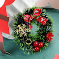 Miniatyrbilde 3 av 5: 6 stk Julelysringer, Små Lyskranser Kunstige Bær Snødekte Furu Nåler Lyskranser Til Bryllupssenterstykke Juleferie (FMY) Green