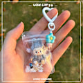 Miniatyrbillede 4 af 5: Ny Flocking Mini Labubu Vinyl Spirende Udsøgt Nøglering Sød Taske Mobiltelefon Dukke Gave Vedhæng Tilbehør Kawaii Legetøj Gave (FMY) h