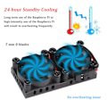 Miniatyrbilde 5 av 5: for Raspberry Pi 4 Model B Dobbel Vifte med Kjøleribbe Ultimate Dobbel Kjølevifte Kjøler for Raspberr (FMY) black