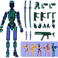 Pikkukuva 1 / 5: T13 Action Figure, Titan 13 Action Figure 3D Titanit, 3D Tulostettu Action Figure Nova 13 Action Figure, Moninivelinen Action Figure (FMY) Blue green