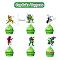 Pikkukuva 2 / 5: Ninja Turtles -teemainen syntymäpäiväkoristeiden setti, jossa on Onnea Syntymäpäiväksi -lippu, ilmapallosetti, kakun ja kupkakenkien koristeet (FMY)