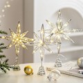 Pikkukuva 4 / 5: Joulukuusen huippu, kimaltava kultainen tähti, valaistu lämpimillä valkoisilla LED-valoilla, juhla- ja sisustuskoristeluun (FMY) 25cm Gold LED