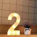 Miniatyrbillede 1 af 2: 22cm LED Lysende Tal Hvide 0-9 Bryllup Fødselsdagsfest Batteridrevet Lampe (FMY) Number 2