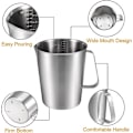 Miniatyrbilde 3 av 5: Målebeger 2000ml 64OZ, 2 Måleskalaer, Inkludert ML-skala, Ounce-skala, 304 Rustfritt Stål Gradert Beger med Håndtak for Lab Kit (FMY)