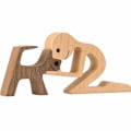 Miniatyrbillede 1 af 2: Træstatue Siddende Kvinde og Hund Kreativ Dekor Håndværk Desktop Figur Hjem  (FMY) B05