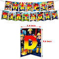 Miniatyrbild 2 av 5: Brandman Sam-tema Dekorationer för Födelsedagsfest Ballonger Banner Tårta Topper Set Kit (FMY)