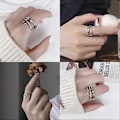 Miniatyrbillede 3 af 5: 925 Sterling Sølv Justerbar Angstring for Kvinder Mænd Fred Fidget Spinner Ringe Retro Bryllupsløfte Tommelfingerringe mod Angst Stress Re (FMY) 7 Bead Adjustbale Ring -