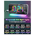 Miniatyrbillede 5 af 5: Projektionsvækkeur, 7,4 tommer LED-spejl digitale ure display, +180 roterbar projektor, natlys hvid (FMY)