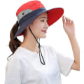 Miniatyrbilde 1 av 5: Kvinners Solhatt Sommer Bøttehatt UV-beskyttelse Foldbar Mesh Bredbrem Hatter For Strand Utendørs Fiske Reise Fotturer  (FMY) Red