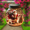 Miniatyrbilde 5 av 5: 1 stk Gledelig Julenissen Rund Mason Jar Kunst Lysfanger - Multifunksjonell Juledekorasjonsskilt for Soverom, Stue, Vindu, Dør (FMY) 1pc